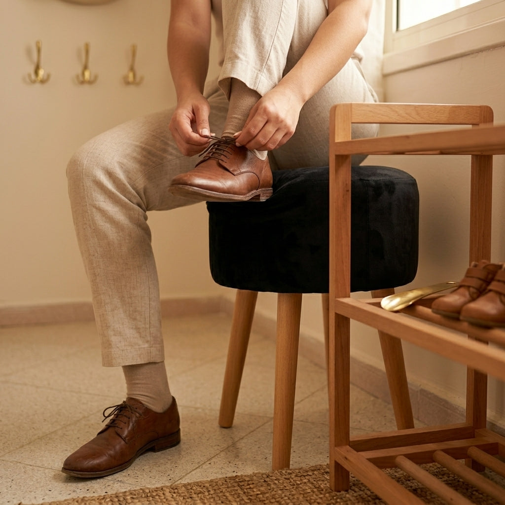 Pack Porte Chaussure & Pouffe ( Bois Hêtre )