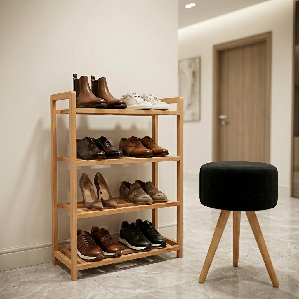 Pack Porte Chaussure & Pouffe ( Bois Hêtre )